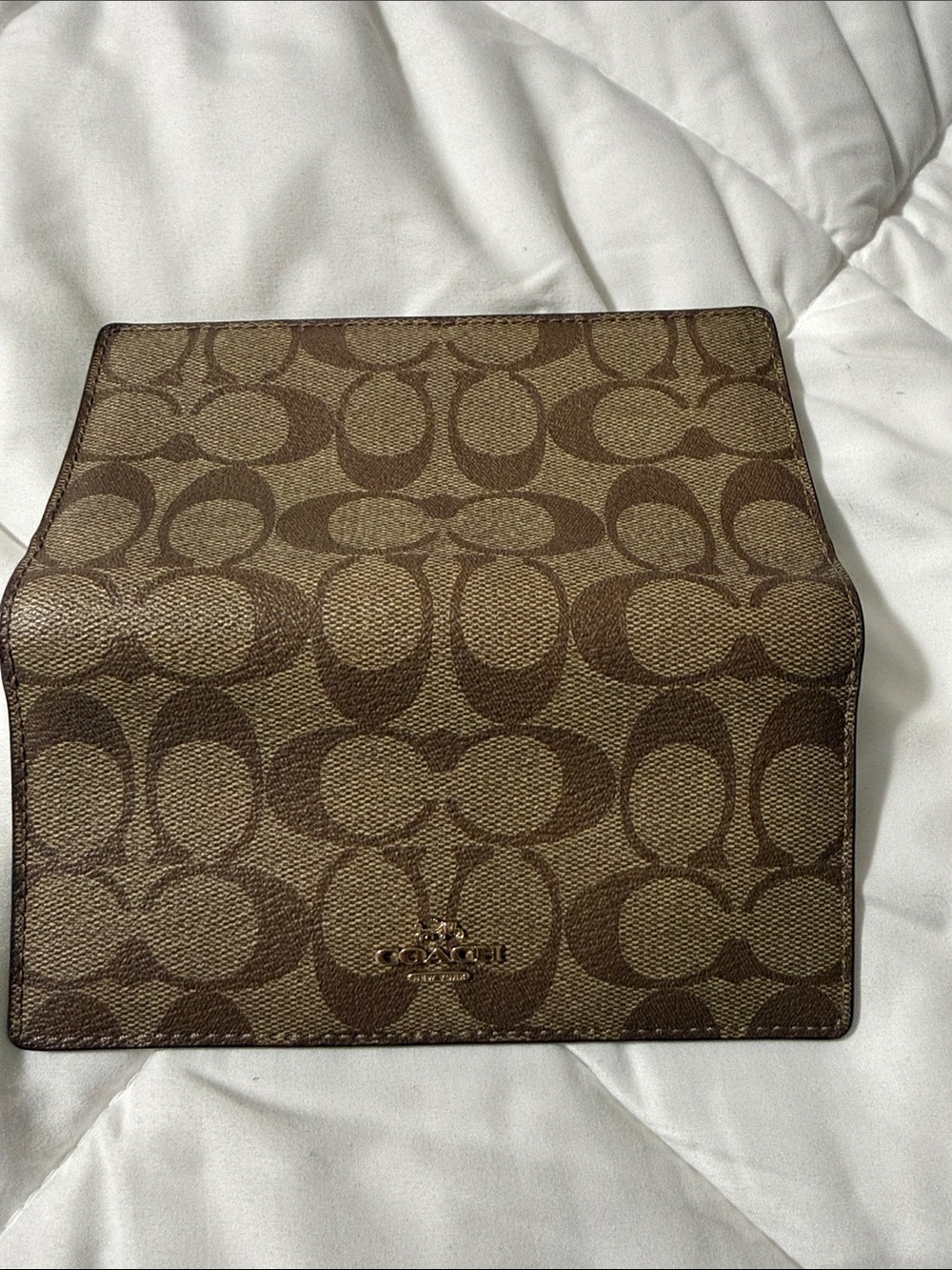 Coach Brown Signature Canvas Long Wallet with Logo Plaque - Picture 3 of 3